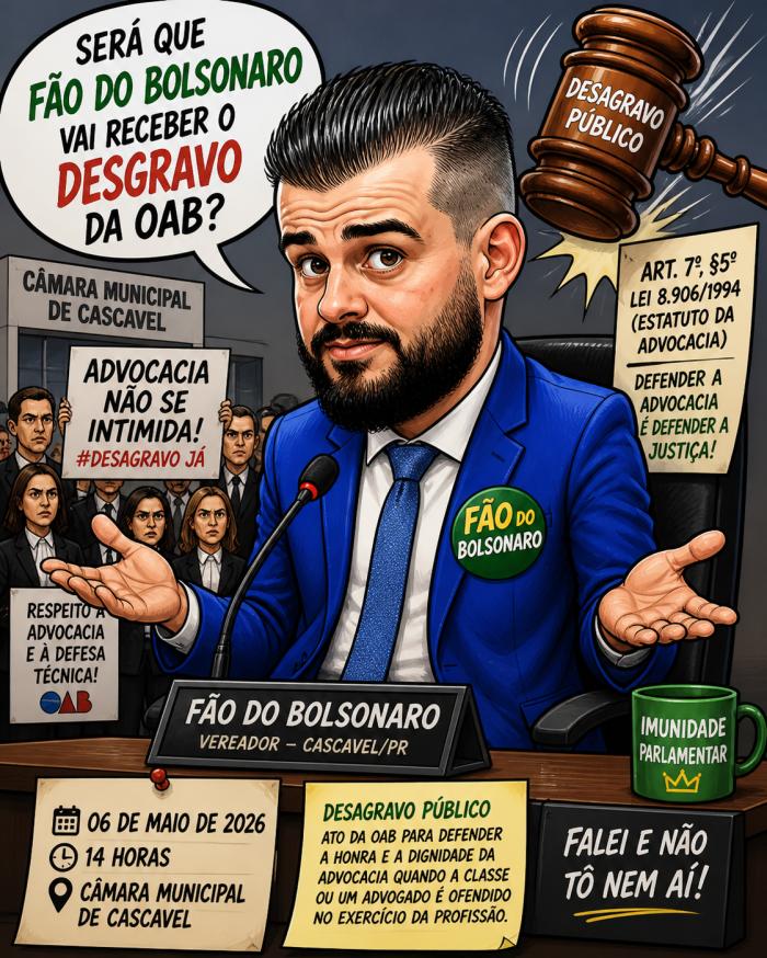 Será que Fão do Bolsonaro vai receber o desagravo da OAB?