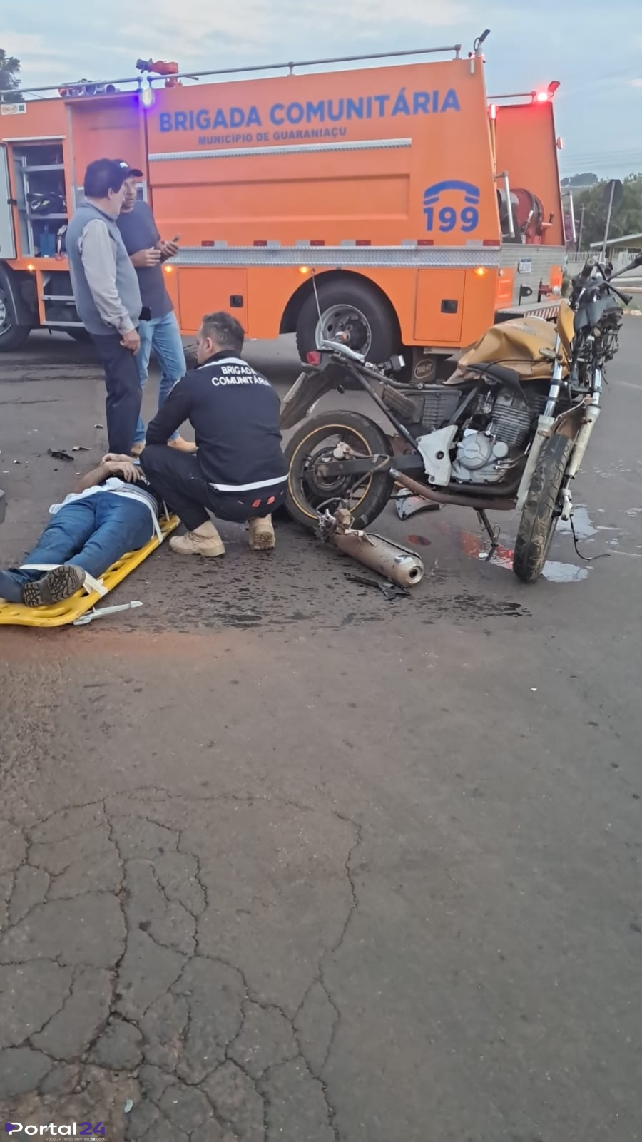 Colisão entre carro e moto deixa vítima em estado grave no acesso ao Jardim Real, em Guaraniaçu