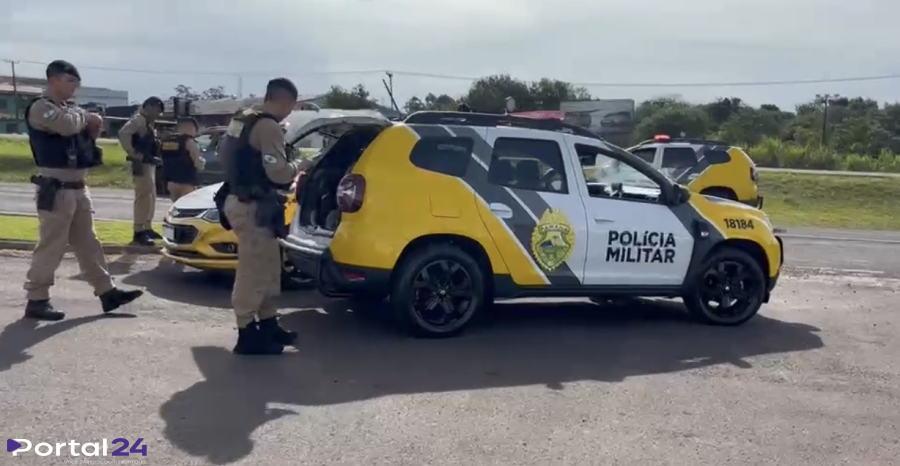 Pistola 9mm é apreendida e dois homens são detidos na BR-277, em Cascavel