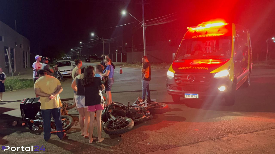 Colisão entre motos deixa dois feridos no bairro Florais do Paraná, em Cascavel
