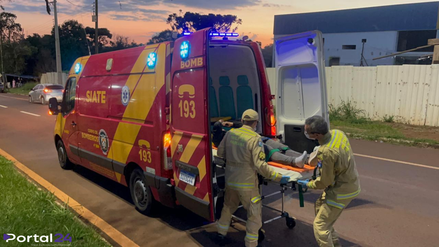 Colisão entre Montana e XJ6 deixa motociclista ferido em Cascavel