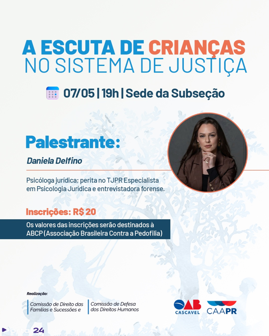 OAB Cascavel promove palestra sobre escuta de crianças no sistema de Justiça