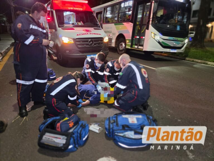 Pedestre sofre traumatismo craniano após atropelamento em avenida de Maringá