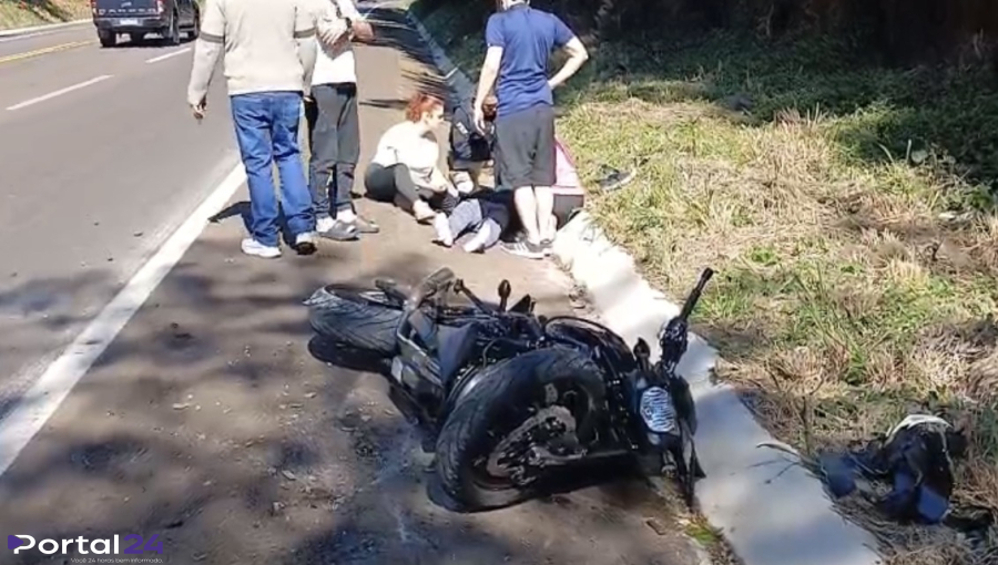 Motociclista perde o controle e sofre queda na BR entre Ubiratã e Nova Aurora