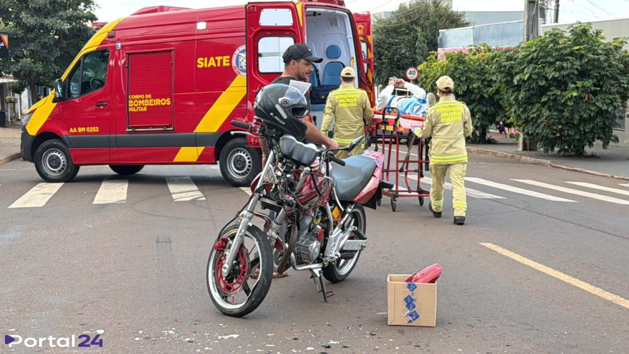 Acidente entre carro e moto mobiliza bombeiros em Cascavel na tarde de domingo