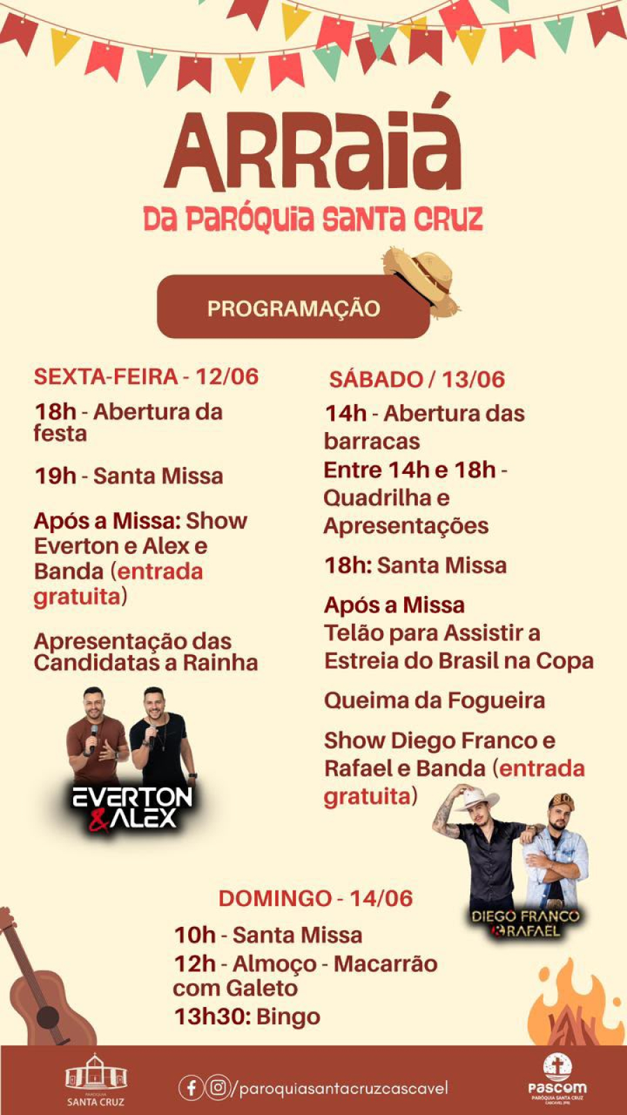 Arraiá da Paróquia Santa Cruz começa nesta sexta-feira e terá almoço especial no domingo
