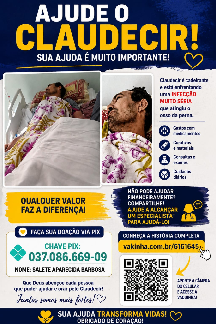 Família faz campanha para ajudar Claudecir “Baiano” em tratamento de saúde