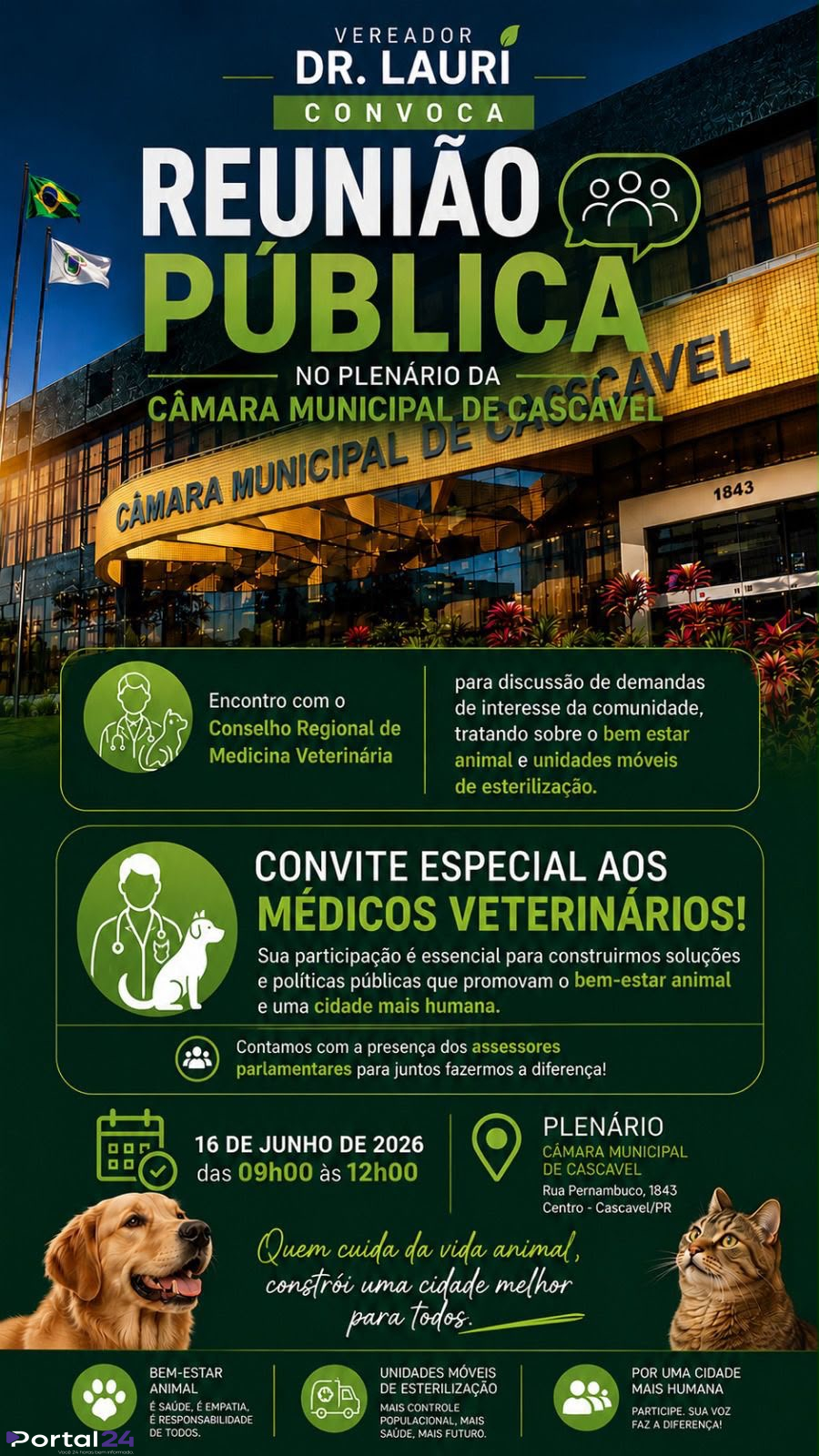 Reunião pública em Cascavel debate bem-estar animal e políticas para a área