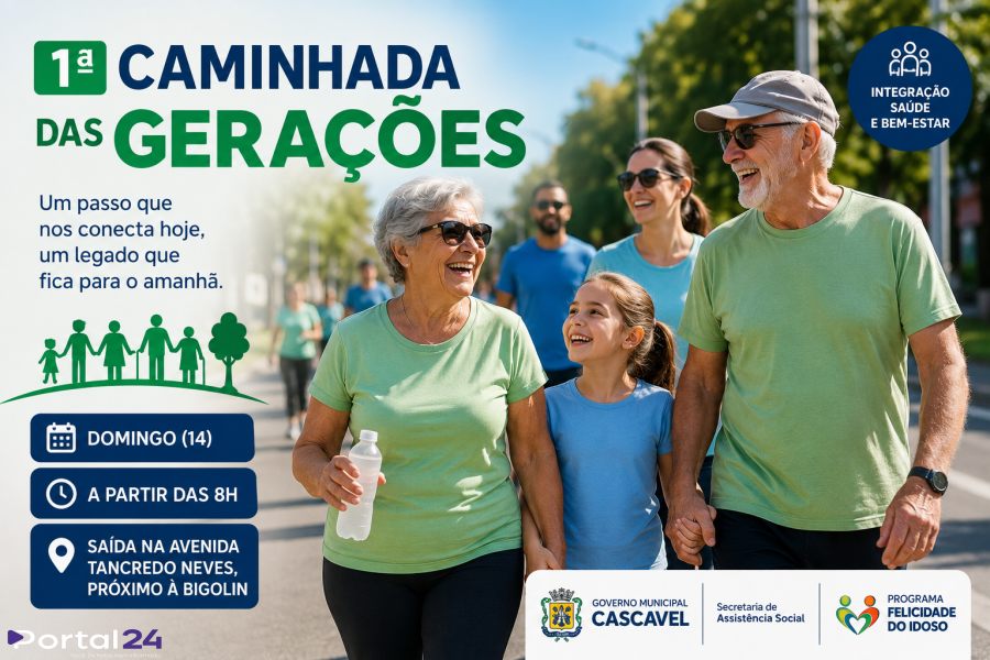Cascavel promove 1ª Caminhada das Gerações neste domingo