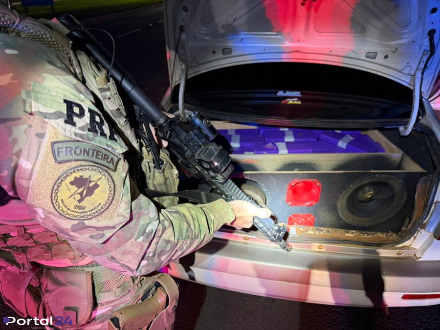 PRF apreende quase 100 kg de maconha escondidos em caixa de som na BR-277