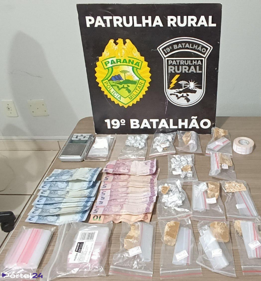 Patrulha Rural apreende drogas e prende dois em Marechal Cândido Rondon