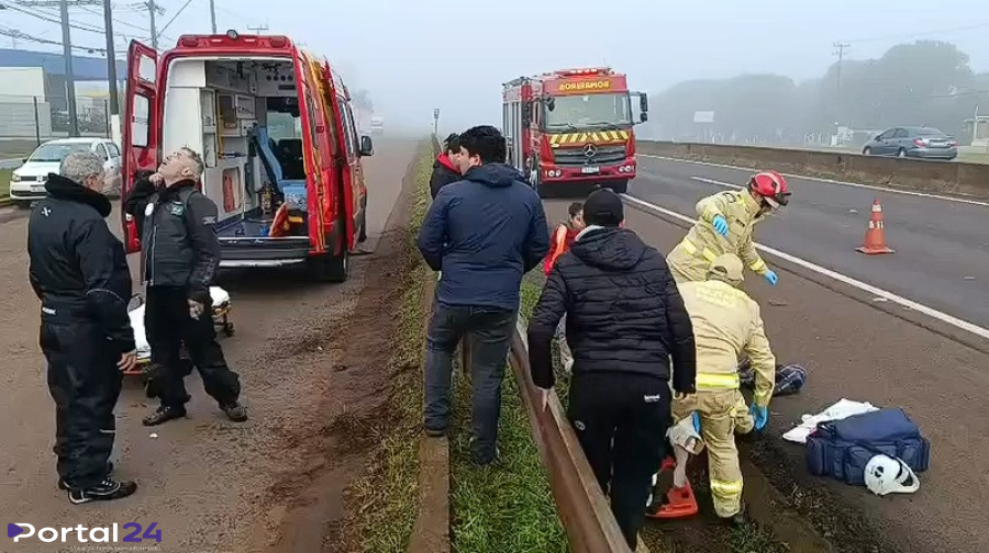 Motociclista fica gravemente ferido após acidente na Avenida Ezuel Portes, em Cascavel