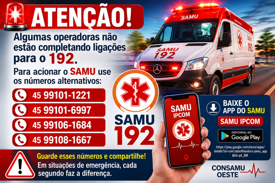 Problema em operadoras afeta chamadas para o 192; Consamu divulga números alternativos