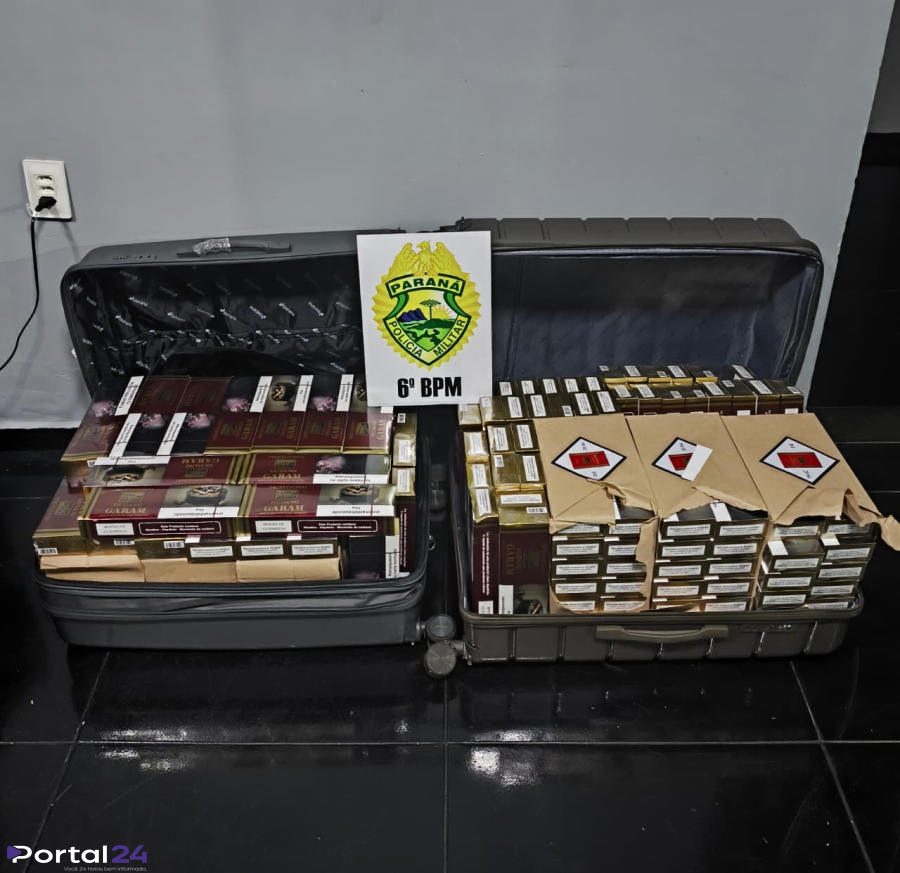 PM apreende malas com cigarros contrabandeados em ônibus na rodoviária de Medianeira