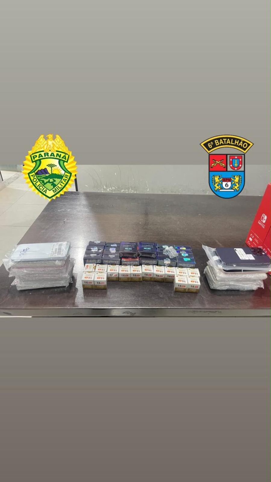 Choque apreende 22 iPhones e medicamentos escondidos em ônibus na BR-277