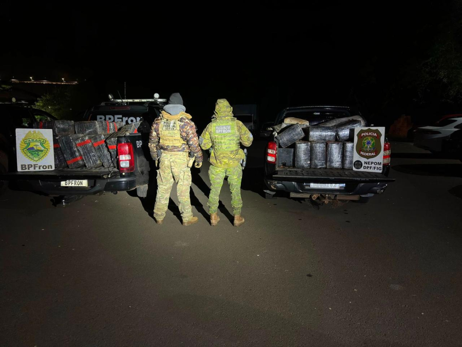 BPFRON e Polícia Federal apreendem mais de 1,1 tonelada de maconha em Foz