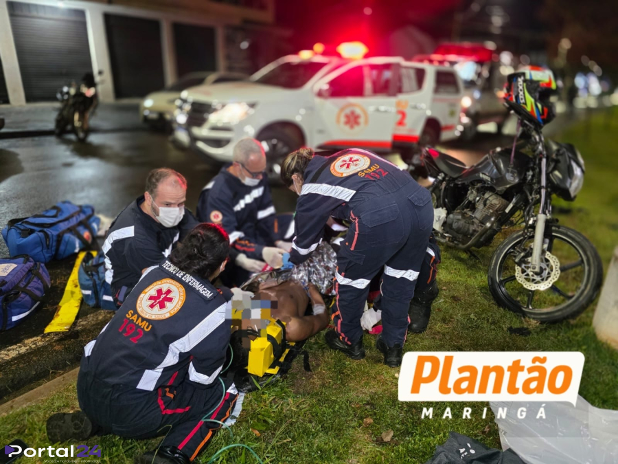 Motociclista fica em estado gravíssimo após colisão com Jeep em Maringá