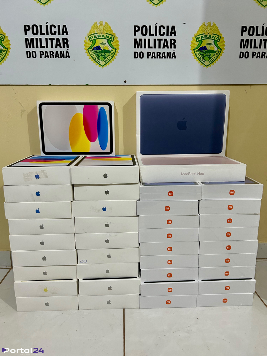 Mulher é flagrada com 37 iPads e 2 MacBooks sem documentação fiscal em ônibus na rodoviária de Céu Azul