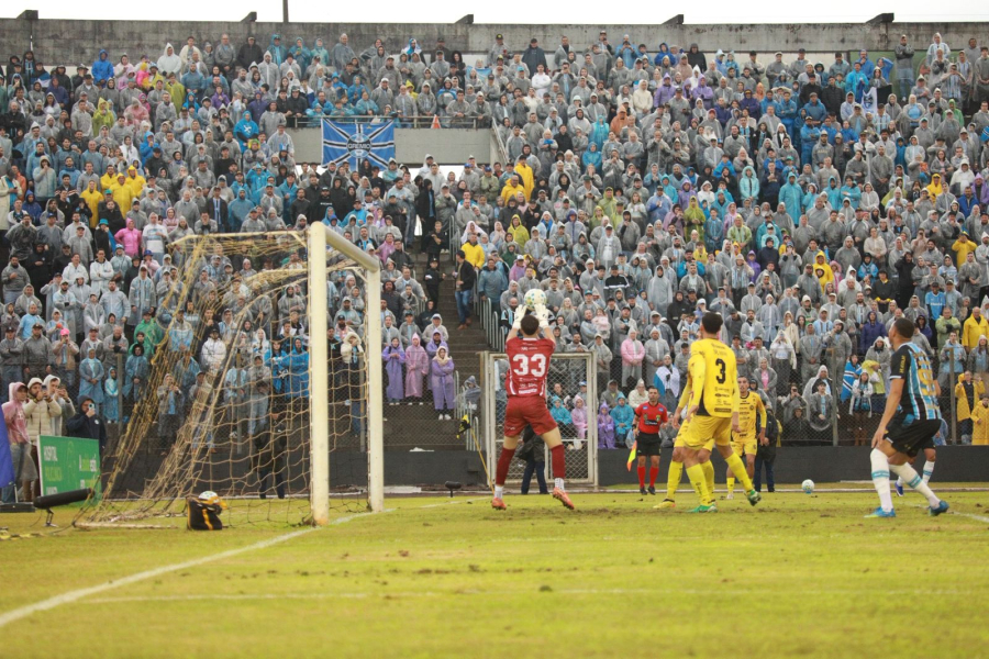  Mesmo debaixo de chuva e frio, público dá espetáculo no jogo entre Cascavel e Grêmio