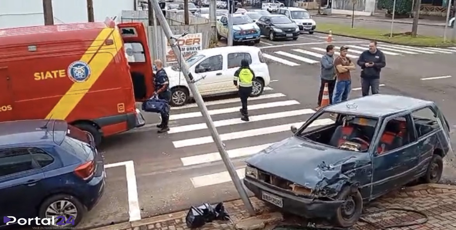 Colisão entre carros mobiliza atendimento no bairro Coqueiral, em Cascavel
