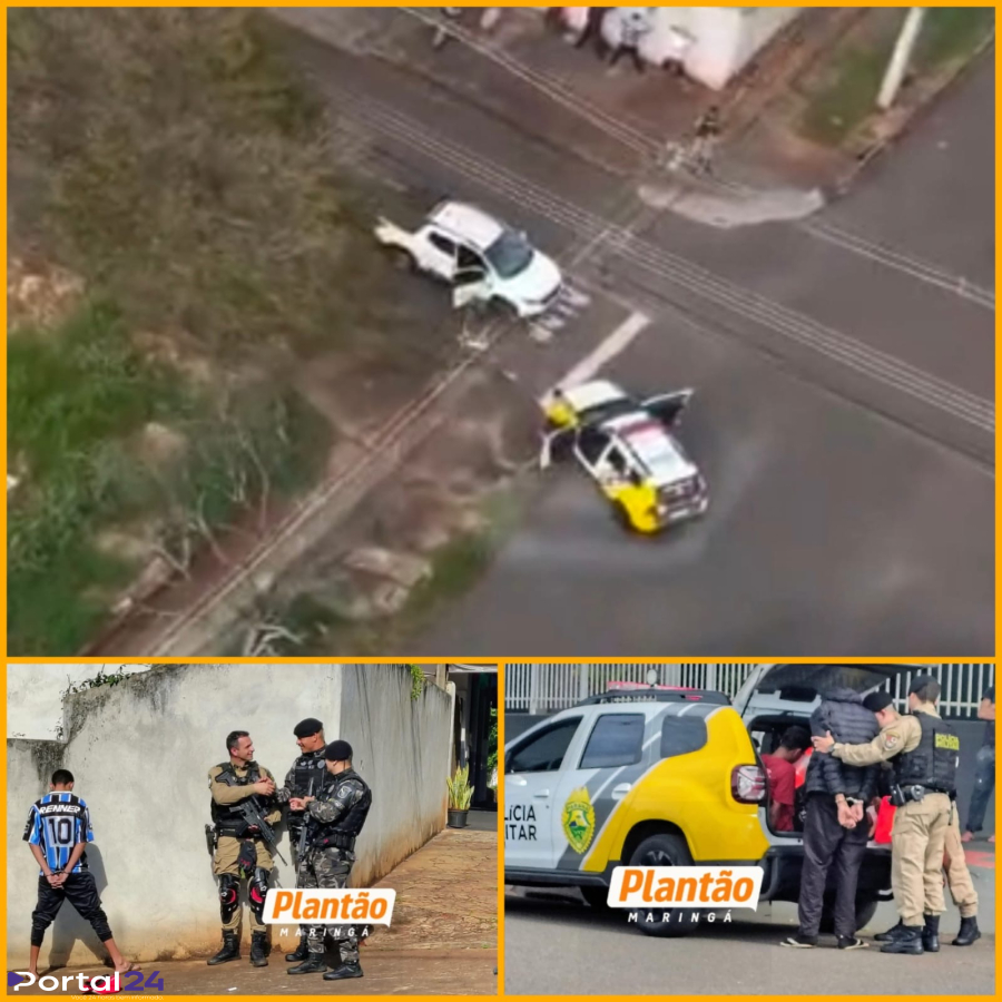 Quadrilha é presa em Maringá com carro furtado; helicóptero Falcão auxiliou na operação