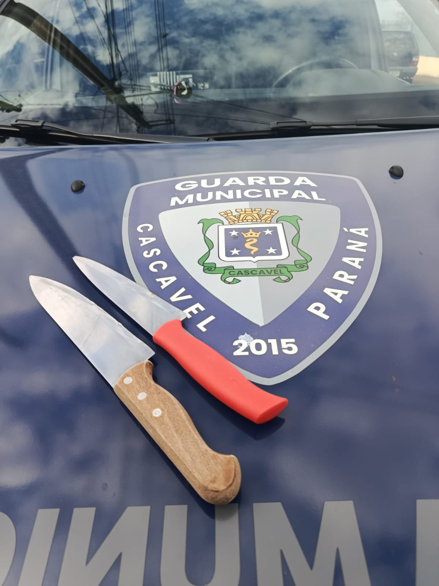 Guarda Municipal prende homem suspeito de ameaçar esposa com faca em Cascavel