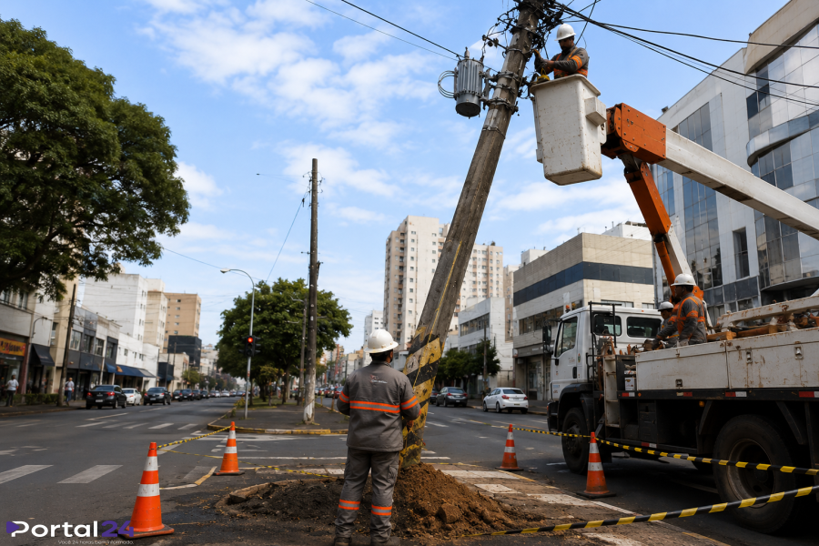 Troca de poste pela Copel deixará 183 unidades sem energia no Centro de Cascavel neste sábado (4)