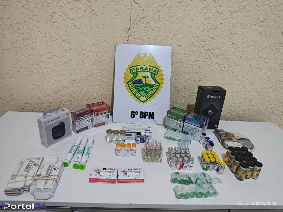 Operação Protetor apreende medicamentos, anabolizantes e eletrônicos de origem estrangeira em ônibus na rodoviária de Medianeira