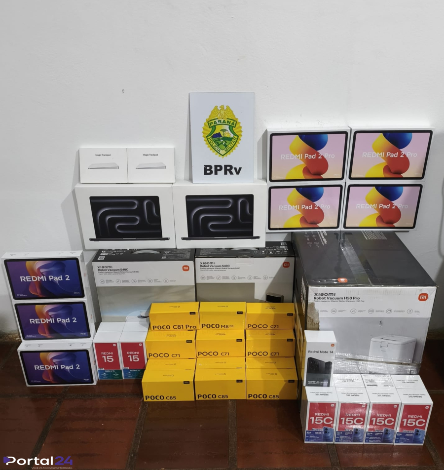 Polícia rodoviária apreende carga de eletrônicos avaliada em R$ 103 mil na PR-585, em Toledo 