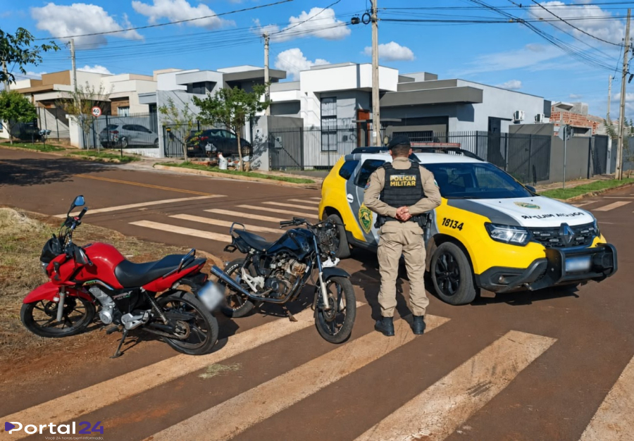 Duas motocicletas são apreendidas pela PM durante fiscalização no Jardim Diamante, em Palotina