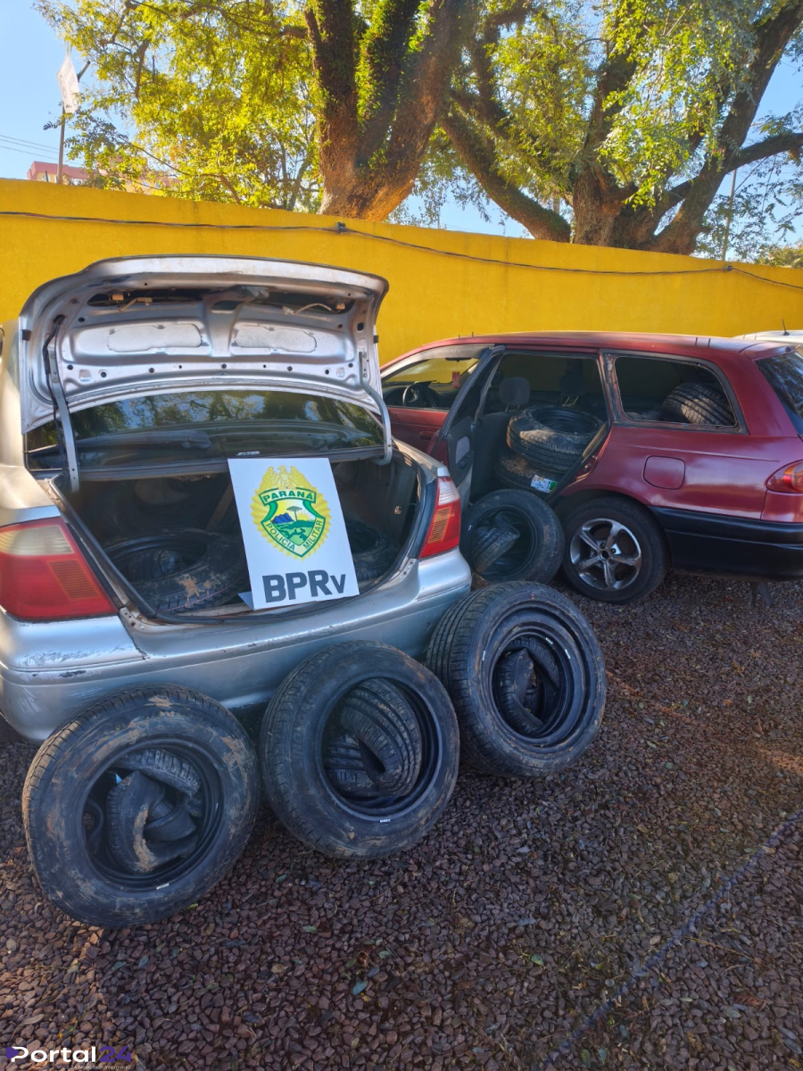 Contrabando de pneus é interceptado pela Polícia Rodoviária Estadual na PR-585