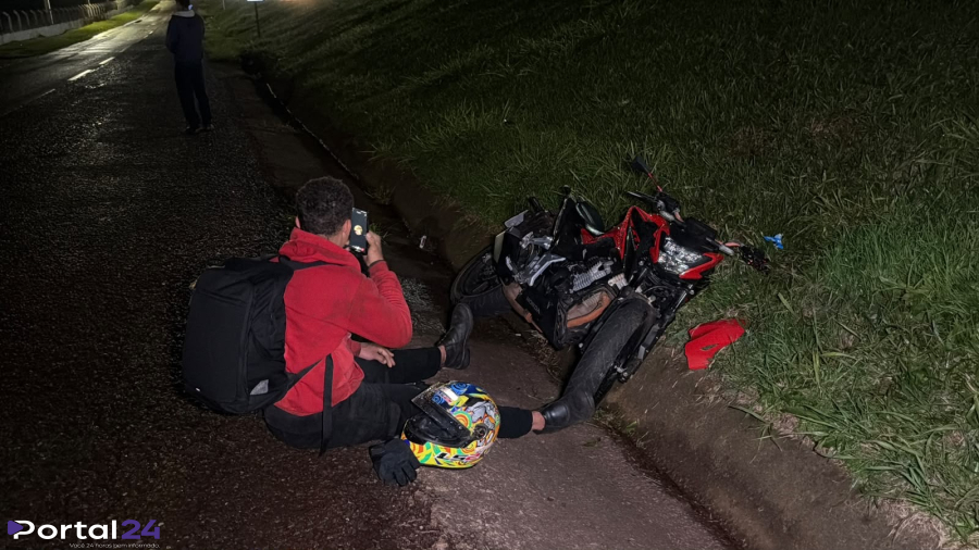 Motociclista fica ferido após perder o controle da moto na BR-277, em Cascavel