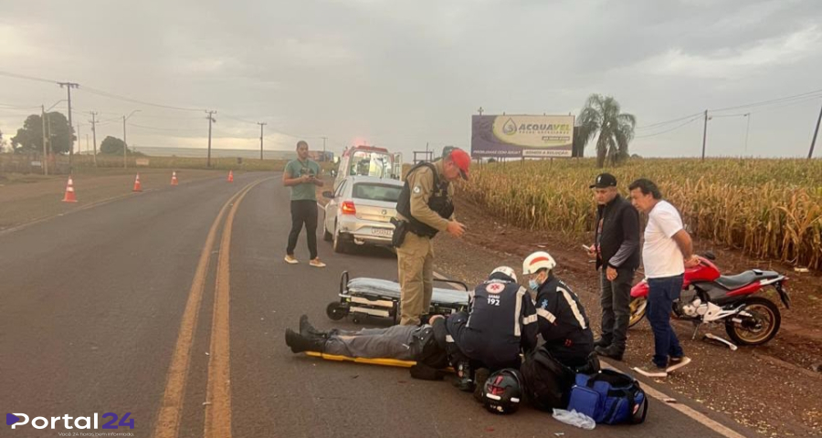 Motociclista fica ferido após colisão traseira na PR-239, entre Assis Chateaubriand e Toledo