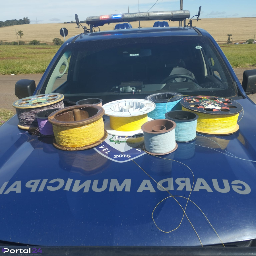 Guarda Municipal apreende linhas chilenas durante fiscalização no Bairro Esmeralda, em Cascavel