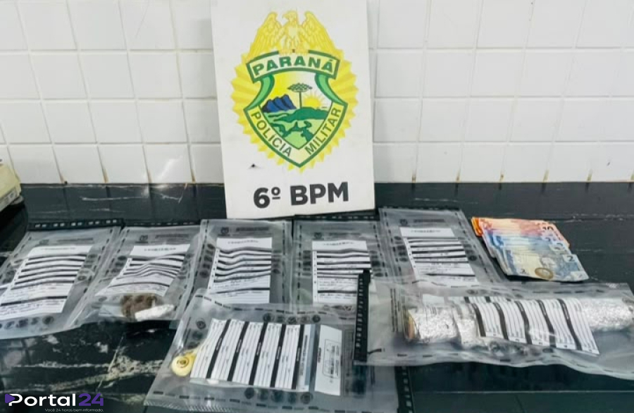 Mulher é presa por tráfico de drogas e homem com mandado de prisão é capturado no Bairro São Cristóvão, em Cascavel