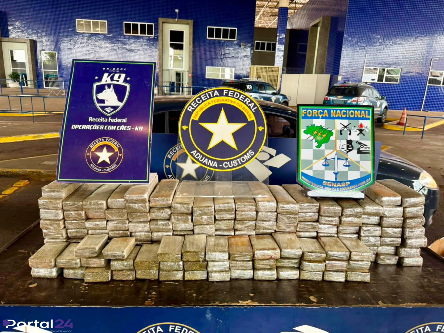 Receita Federal apreende 116 kg de maconha na Ponte da Amizade com apoio de cão farejador