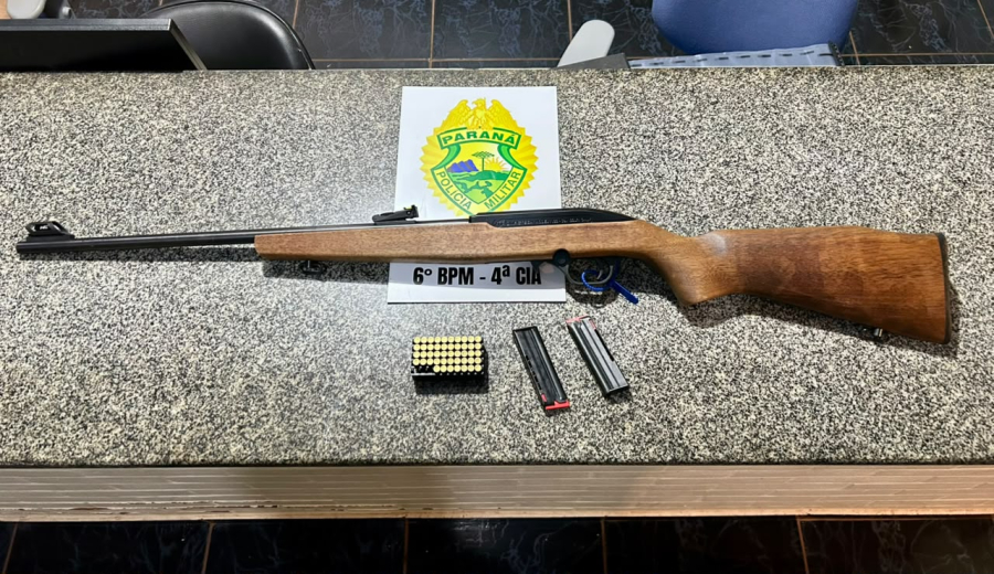 ROTAM apreende espingarda durante cumprimento de mandado em Capitão Leônidas Marques
