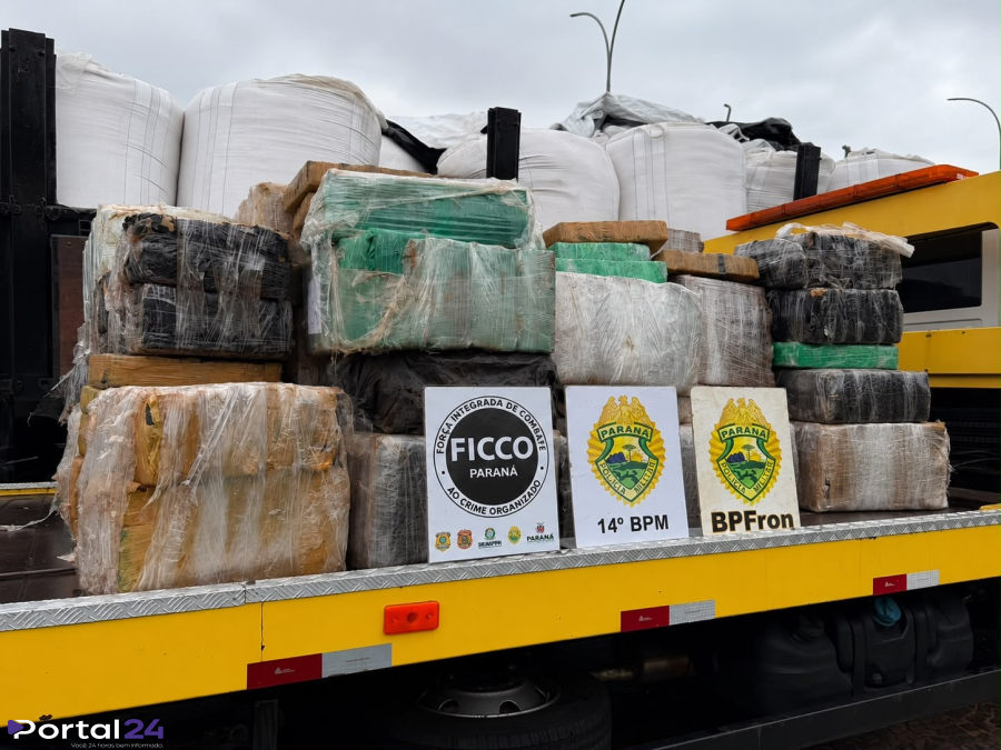 Polícia Militar apreende 2,25 toneladas de maconha escondidas em carga de arroz na BR-277