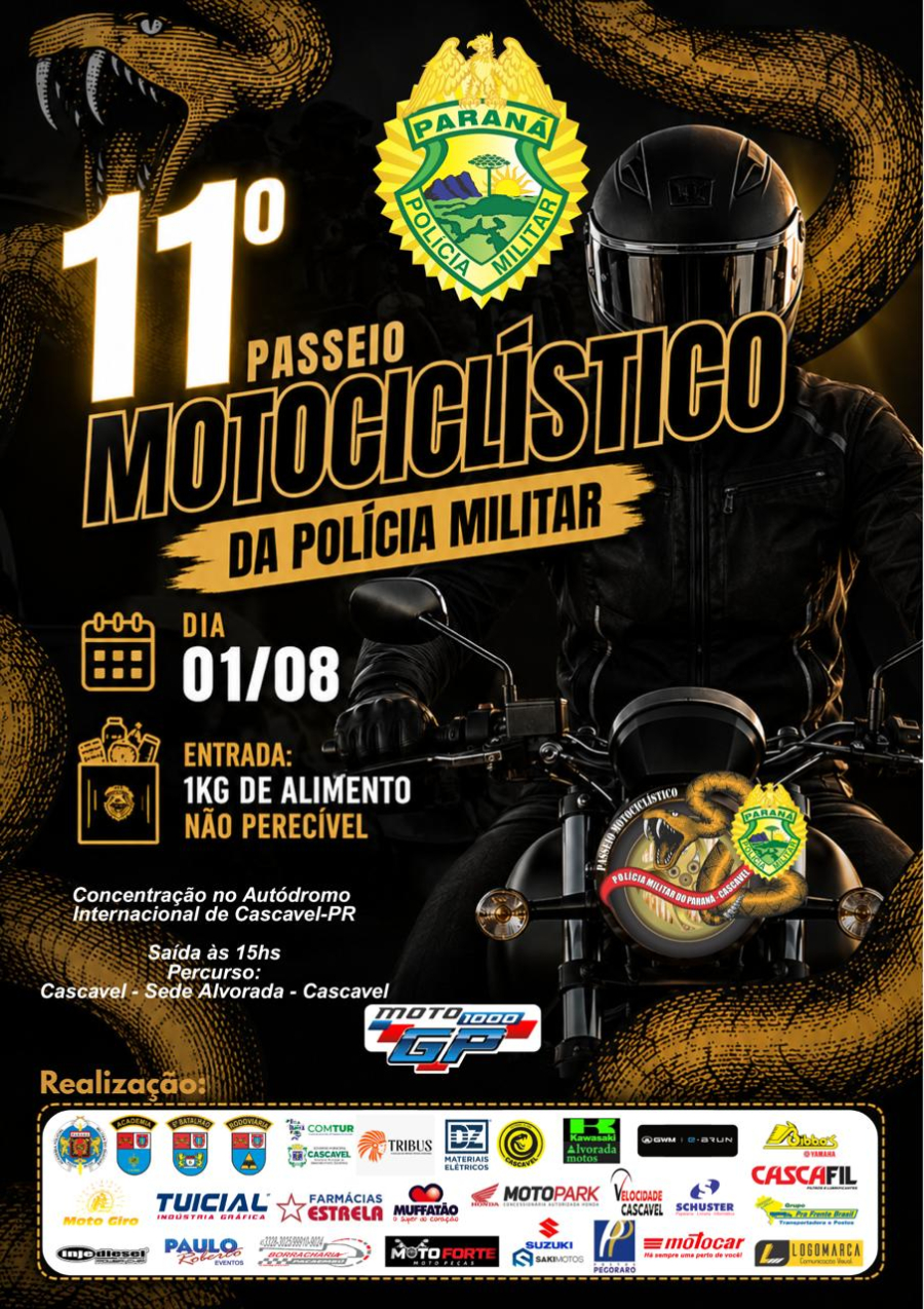 Passeio Motociclístico Militar movimenta Cascavel no dia 1º de agosto