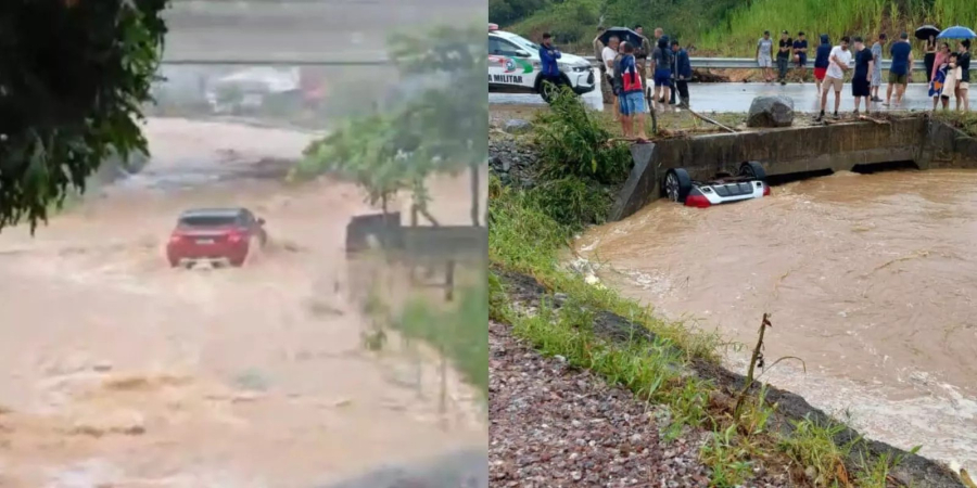Tragédia em Palhoça: pai, mãe e bebê morrem após carro ser arrastado pela enxurrada no Morro do Gato