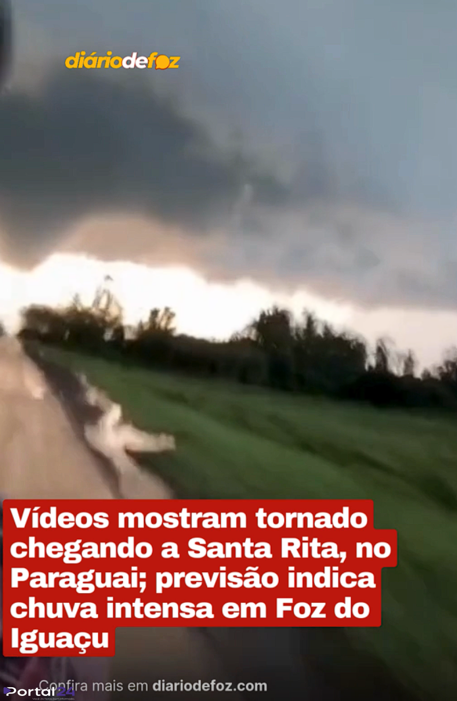 Vídeos mostram tornado em Santa Rita, no Paraguai; região de fronteira segue em alerta