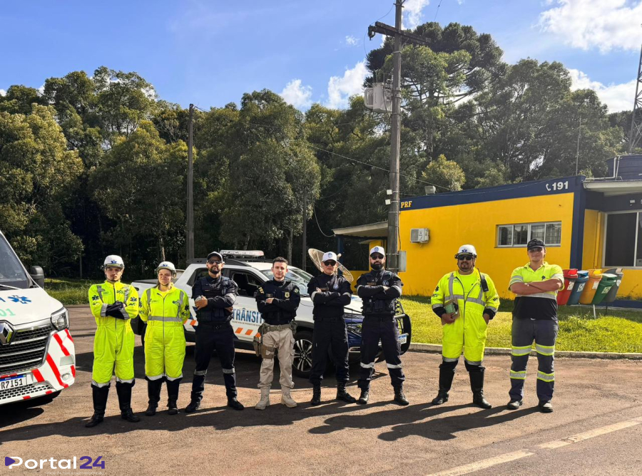 PRF realiza ação integrada de educação para o trânsito na BR-277, em Guarapuava