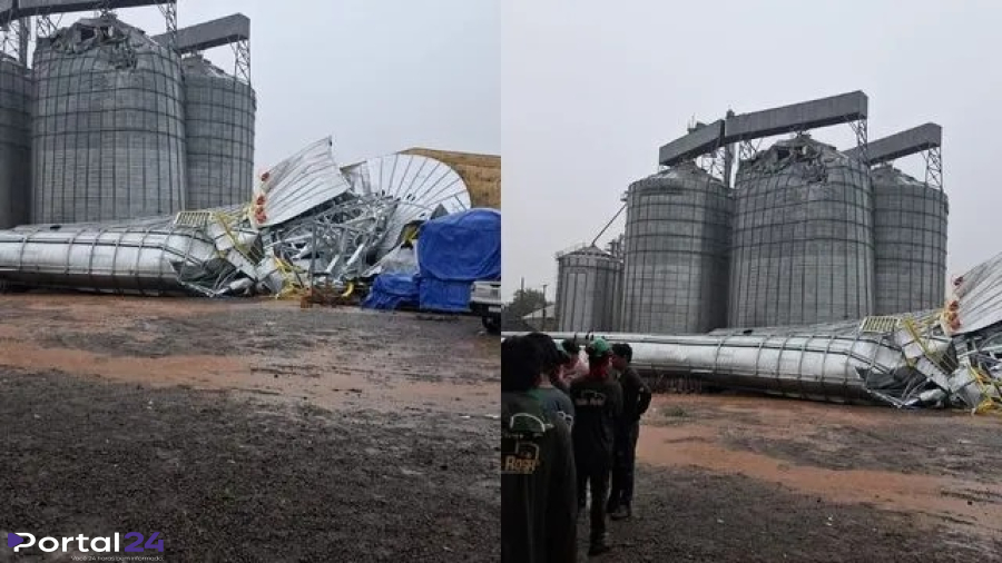 Temporal causa destruição e desabamento de silo com possíveis vítimas em Jardim Alegre