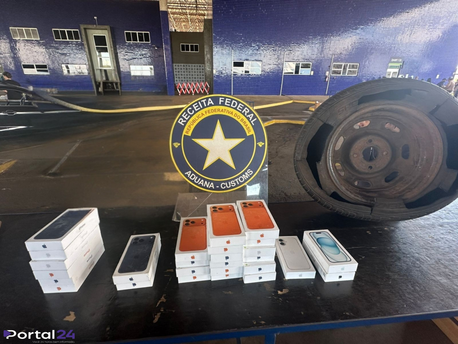 Receita Federal apreende R$ 180 mil em celulares escondidos em estepe na Ponte da Amizade