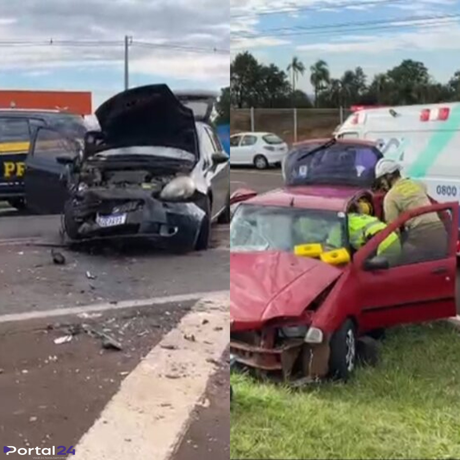 Forte colisão interdita a BR-277 no Trevo Guarujá em Cascavel