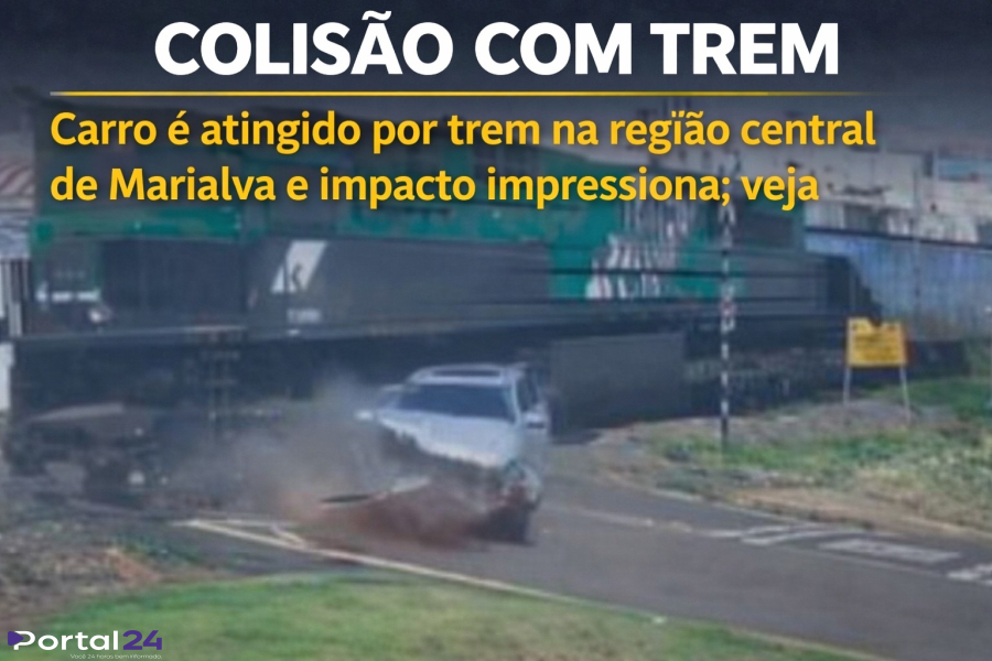 Carro é atingido por trem na área central de Marialva