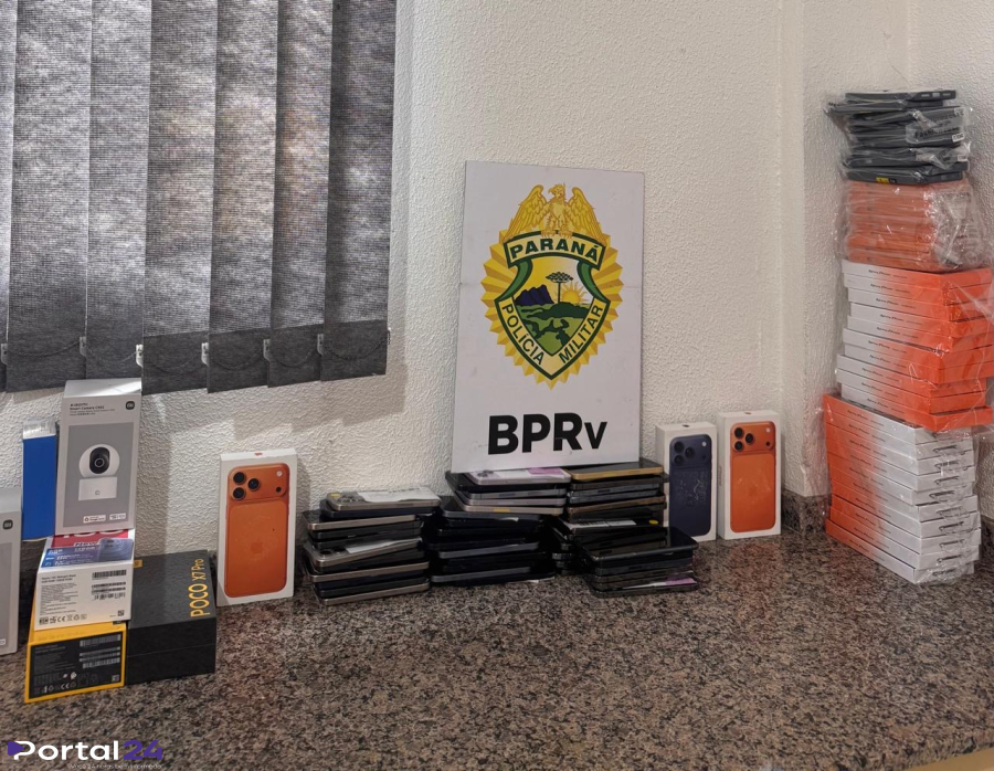 ROTAM apreende 50 celulares transportados ilegalmente na PR-596 em Santa Tereza do Oeste