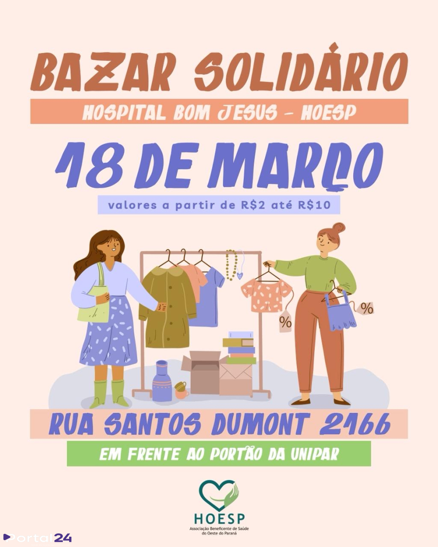 Bazar solidário da Hoesp acontece nesta quarta-feira com roupas a partir de R$ 2