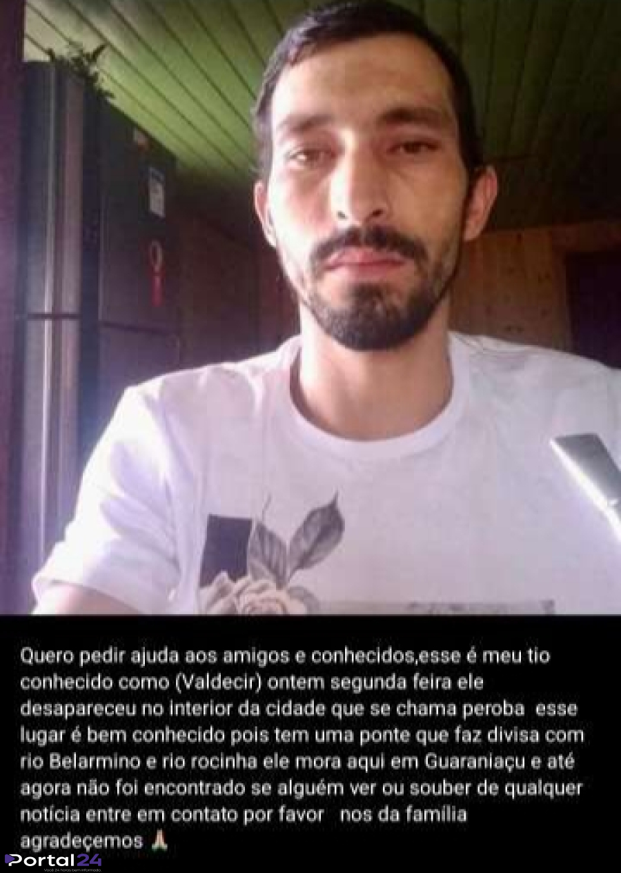 Morador de Guaraniaçu está desaparecido desde segunda-feira (23)